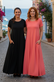 Gruppbild - svart och korallrosa