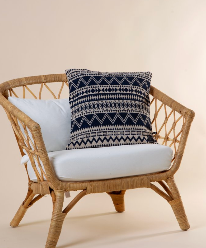 Blå &amp; Beige Putetrekk Älvadalen Navy &amp; Beige Print