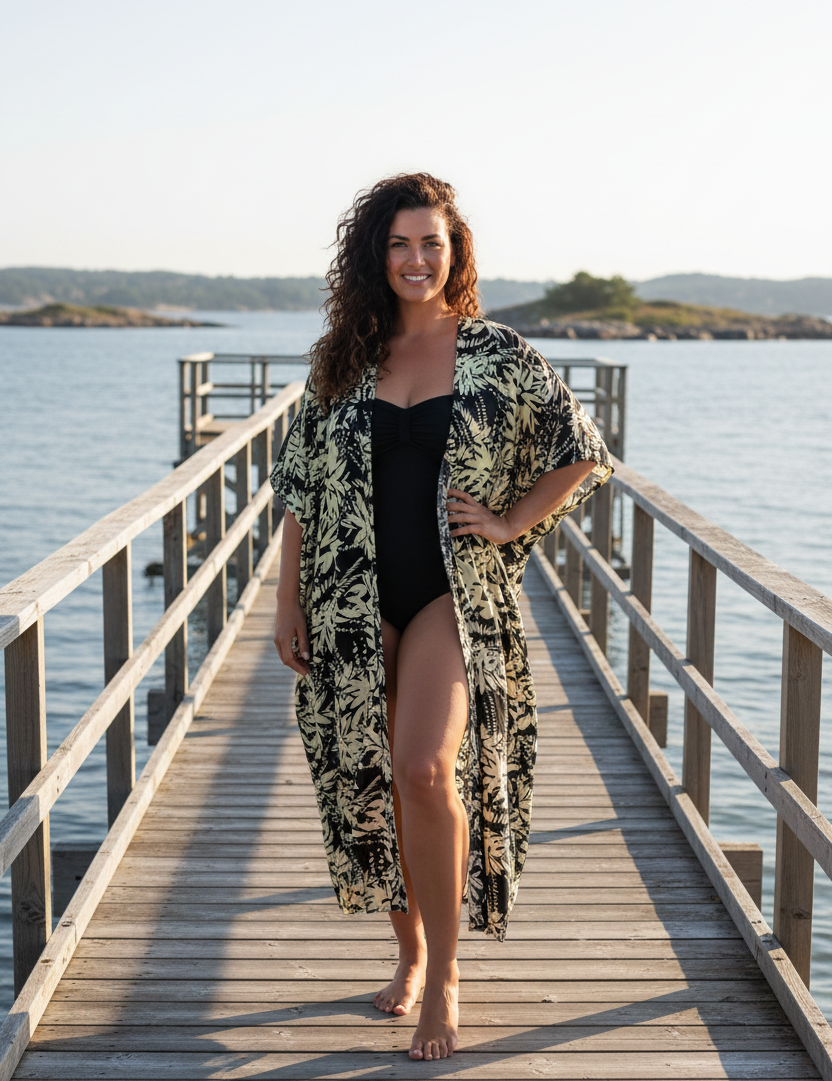 Kaftan öppen på brygga