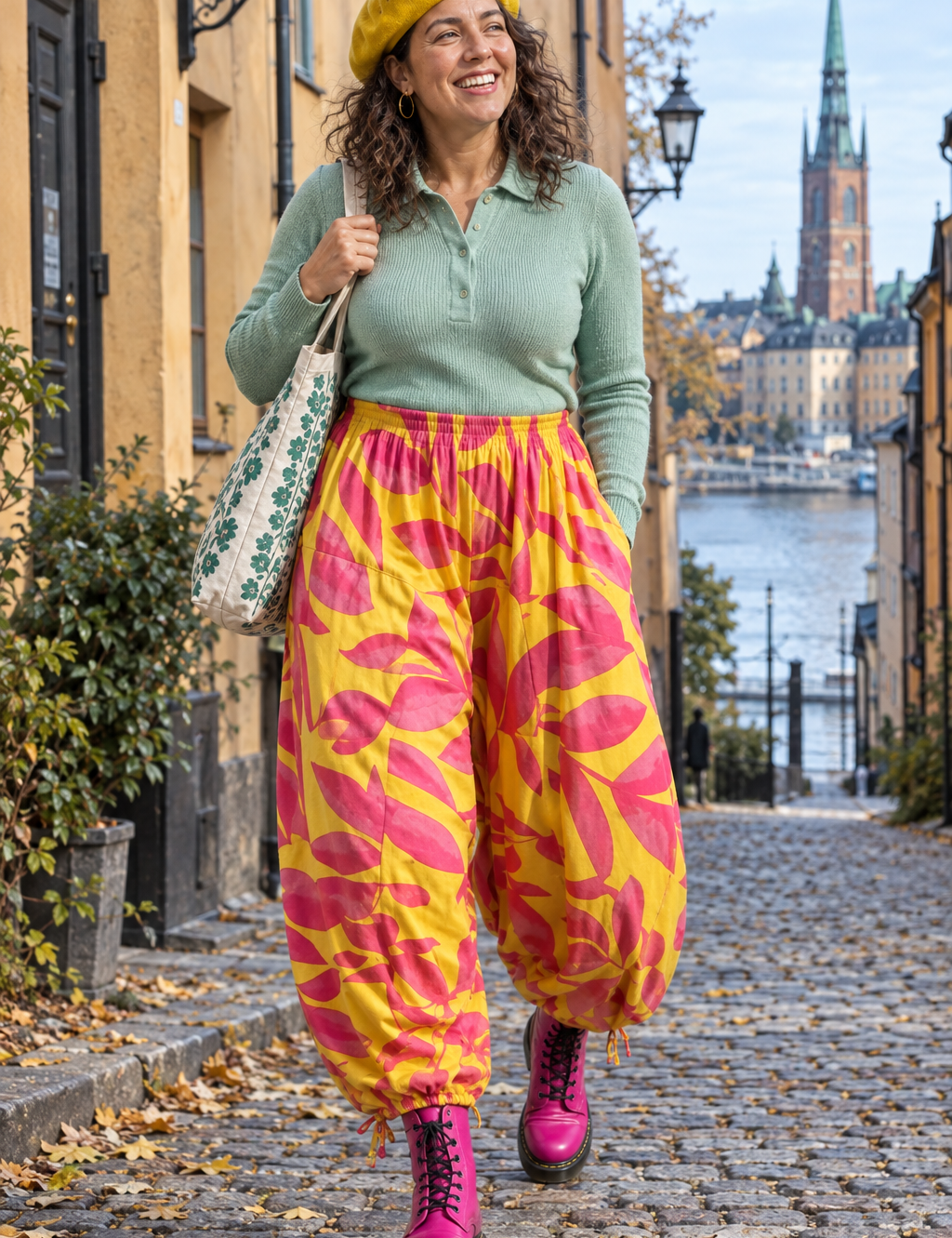 Mönstrade byxor, promenad i kallare ljus