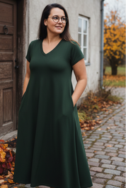 Mörkgrön Ballerina-klänning med glasögon