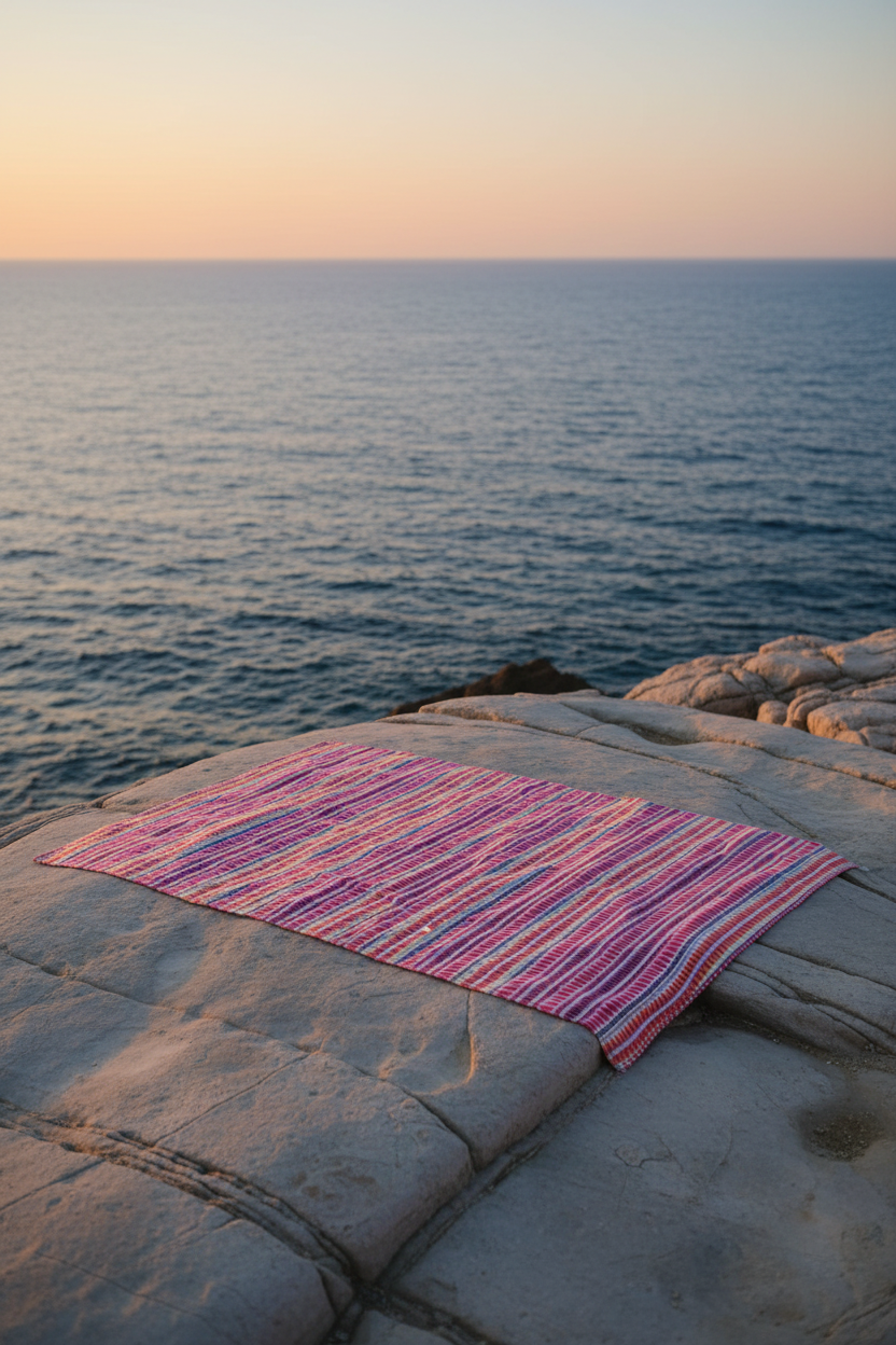 På platta klippor med havsutsikt