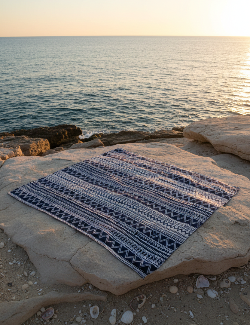 På platta klippor med havsutsikt