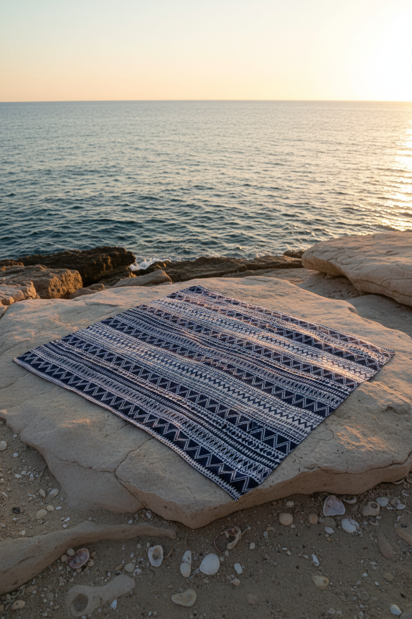 På platta klippor med havsutsikt