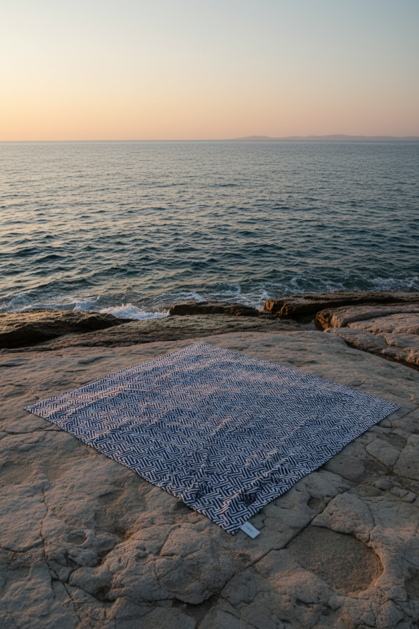 På platta klippor med havsutsikt