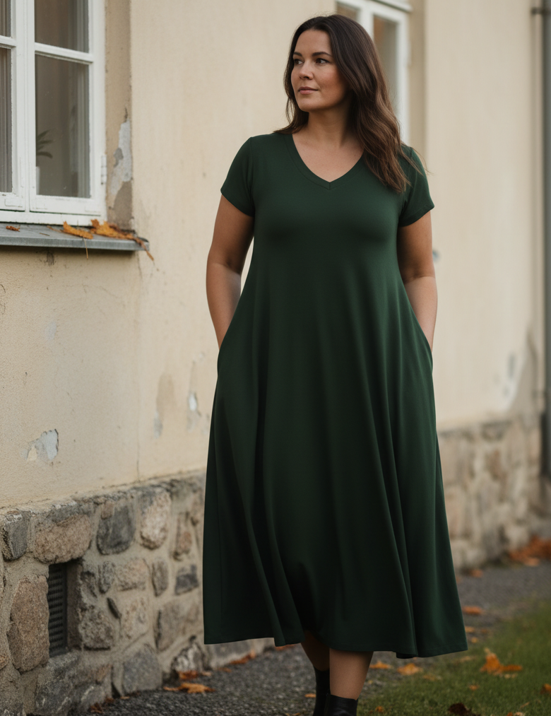 Ren höstbild med mörkgrön Ballerina-klänning