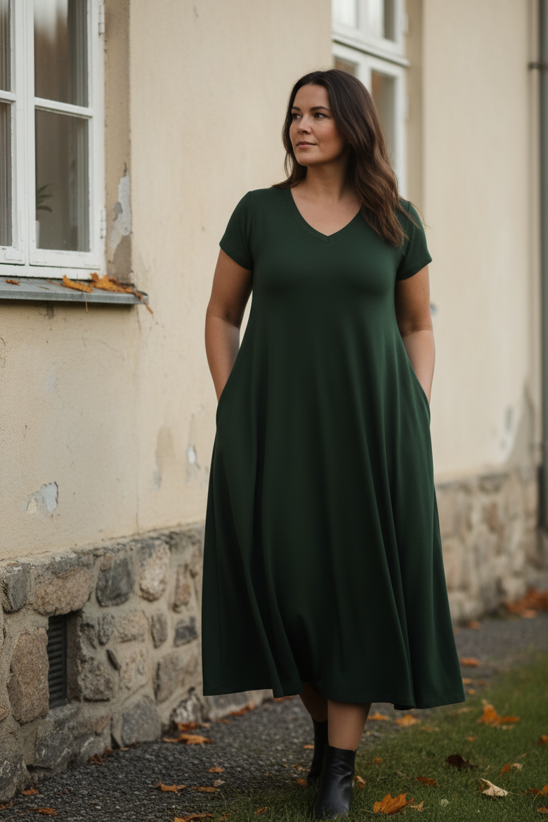 Ren höstbild med mörkgrön Ballerina-klänning