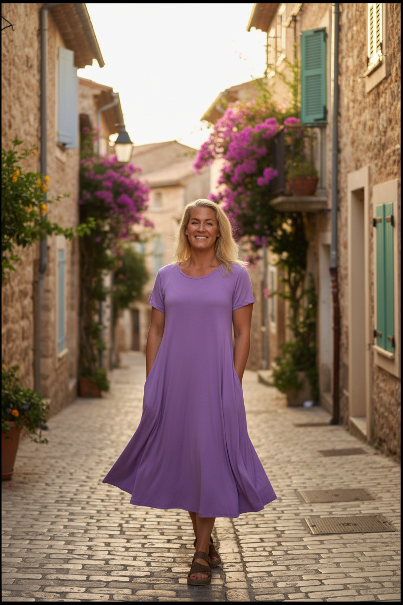 Romantisk gränd med blommor