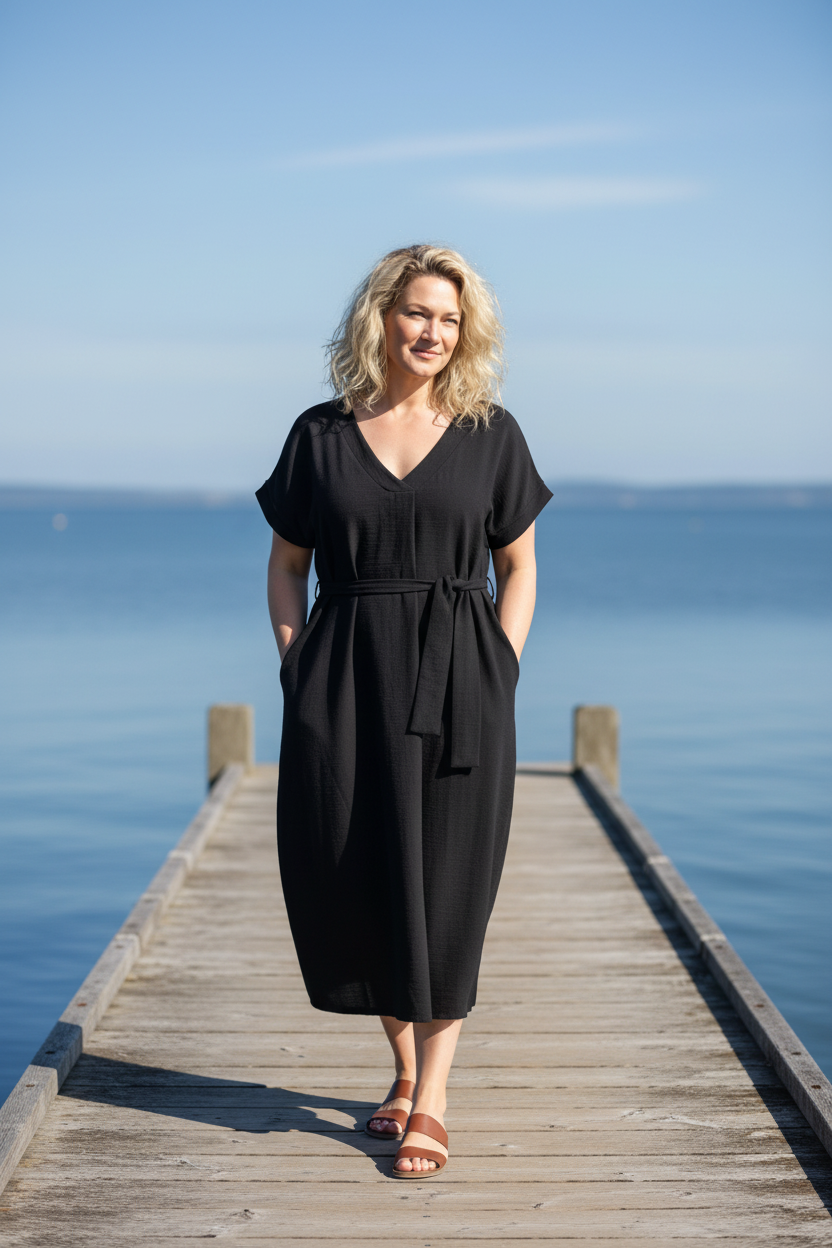 Roxy blond brygga stående