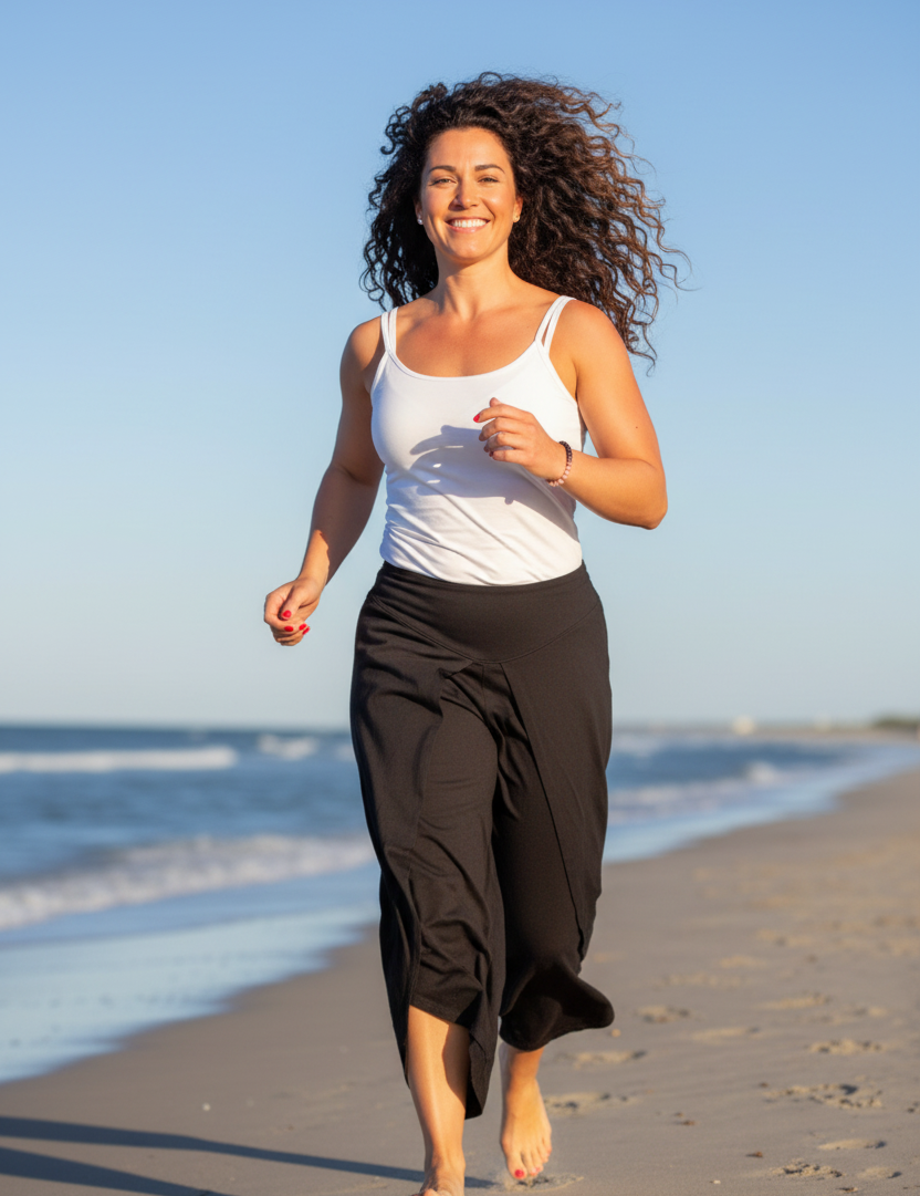 Springer barfota med vit topp