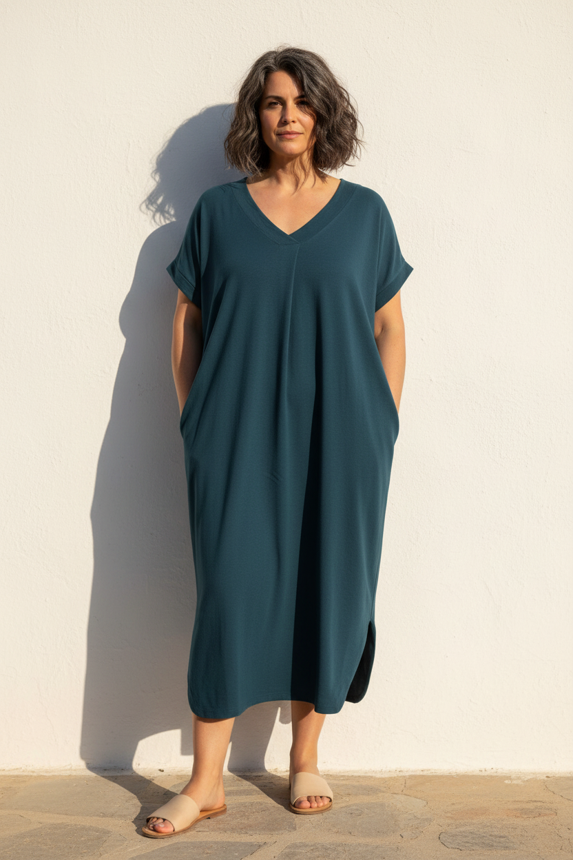 Teal klänning front
