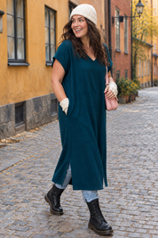 Turkos klänning med kort slits, bild 3
