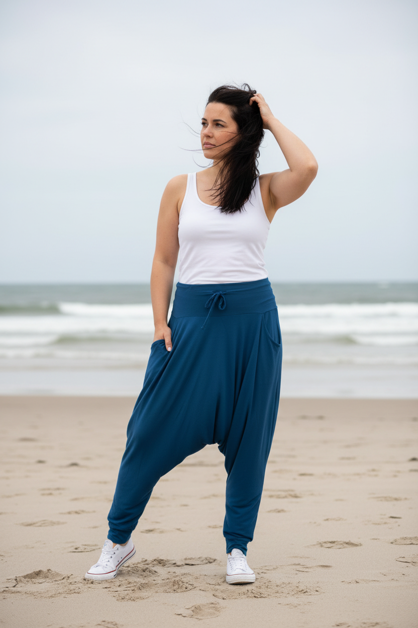 Vikt på ena benet, justerar håret